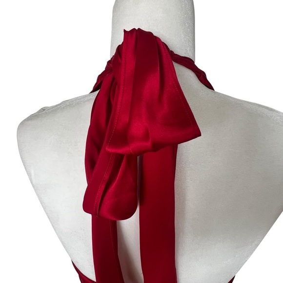 Cache Red Silk Halter High-Low Dress in Size 6 - Picture 7 of 13